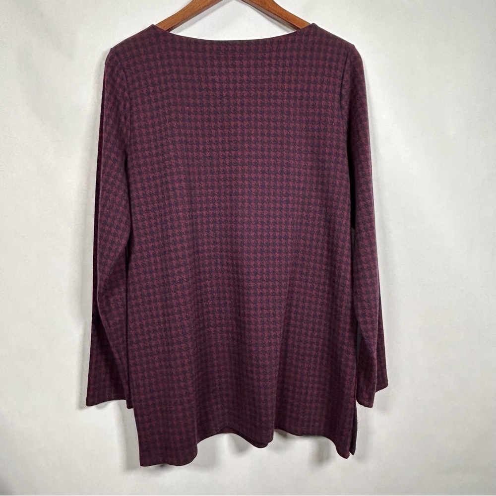 Talbots Houndstooth Purple Long Sleeve Shirt - Picture 2 of 9